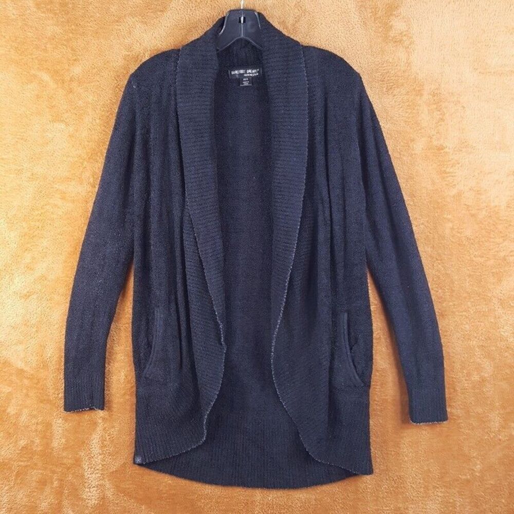 BAREFOOT DREAMS Womens XS Black Cardigan CozyChic Lite Circle Open Pockets
